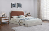 Blake Contemporary Bed with Cream Linen Fabric and Soft Padded Headboard for Modern Bedrooms