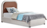 Blake Contemporary Bed with Cream Linen Fabric and Soft Padded Headboard for Modern Bedrooms