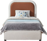 Blake Contemporary Bed with Cream Linen Fabric and Soft Padded Headboard for Modern Bedrooms