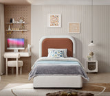 Blake Contemporary Bed with Cream Linen Fabric and Soft Padded Headboard for Modern Bedrooms