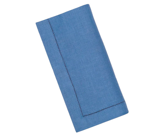 Hemstitched Linen Napkins - Blue