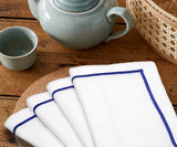 Royal Blue Embroidery Napkins - Line Design