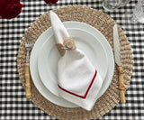 Magenta Embroidery Napkins - Border Line Design