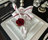 Magenta Embroidery Napkins - Border Line Design