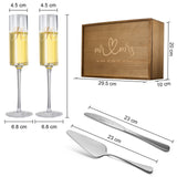 Wedding, Bridal Mr & Mrs Champagne Flutes Gift | Set of 2 (Silver)