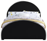 Brody Contemporary Velvet Bed with Cream Piping and Espresso Wood Legs for a Cozy Bedroom Retreat