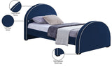 Brody Contemporary Velvet Bed with Cream Piping and Espresso Wood Legs for a Cozy Bedroom Retreat