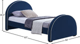 Brody Contemporary Velvet Bed with Cream Piping and Espresso Wood Legs for a Cozy Bedroom Retreat