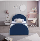 Brody Contemporary Velvet Bed with Cream Piping and Espresso Wood Legs for a Cozy Bedroom Retreat