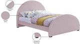 Brody Contemporary Velvet Bed with Cream Piping and Espresso Wood Legs for a Cozy Bedroom Retreat