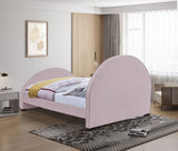 Brody Contemporary Velvet Bed with Cream Piping and Espresso Wood Legs for a Cozy Bedroom Retreat