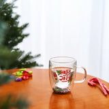 Christmas Glass Coffee Mug Set of 2 Mugs