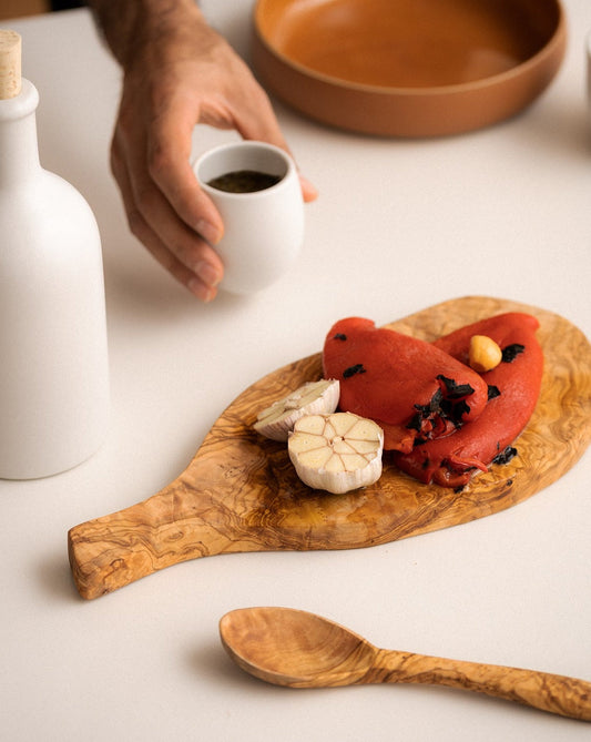 Natural Olive Wood Cheese Board | Organic Shape with Handle