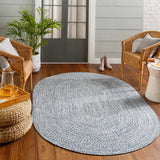 Blue Braided Faux Jute Outdoor Rug