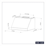 CIARRA Professional Series 304 Stainless Steel 30 inch 950 CFM Under Cabinet Range Hood with 4-Speed Levels and Smart Control | CAS30928A-OW