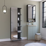 TUHOME Goshen 2-Piece Bathroom Set with Tall Storage Cabinet and Wall-Mounted Cabinet, Modern Bathroom Storage Solution, 62.2"H x 20.1"W x 8.5"D, Black