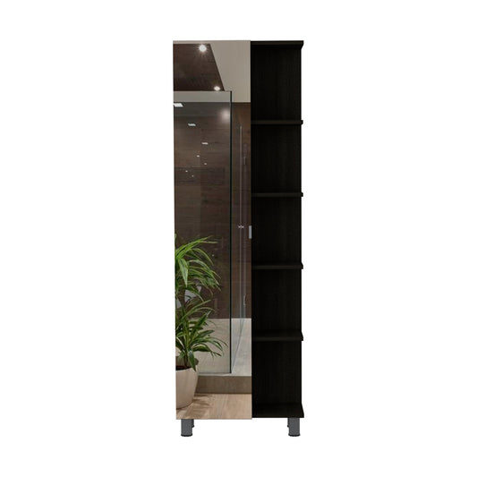 TUHOME Goshen 2-Piece Bathroom Set with Tall Storage Cabinet and Wall-Mounted Cabinet, Modern Bathroom Storage Solution, 62.2"H x 20.1"W x 8.5"D, Black