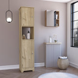 TUHOME Labelle 2-Piece Bathroom Set with Tall Cabinet and Multi-Shelf Organizer, Modern Space-Saving Bathroom Storage for Towels, Toiletries and Essentials, 67.79"H x 14.37"W x 16.04"D, Pine/Light Oak