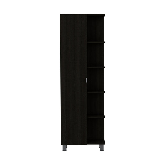 TUHOME Concord 2-Piece Bathroom Set with Tall Storage Cabinet and Wall-Mounted Cabinet, Modern Bathroom Storage Solution, 62.2"H x 20.1"W x 8.5"D, Black