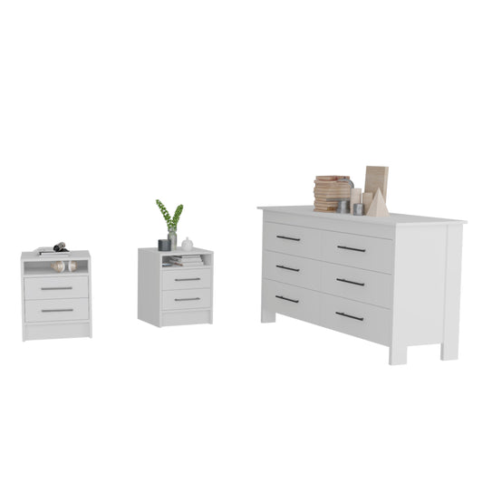 Kearny 3 Piece Bedroom Set, White Finish
