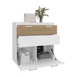 Belton Freestanding Bedroom Dresser Cabinet with Two Standard Drawers, and Two Drop-Down Doors with Low Cabinet Shelves, Bedroom Storage Option
