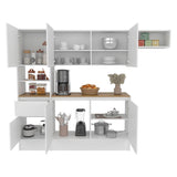 Dal Kitchen Cabinet Set, Multi-Storage Modular System with Upper Wall Cabinets, Base Cabinets, Open Shelves & Wide Countertop, Engineered Wood