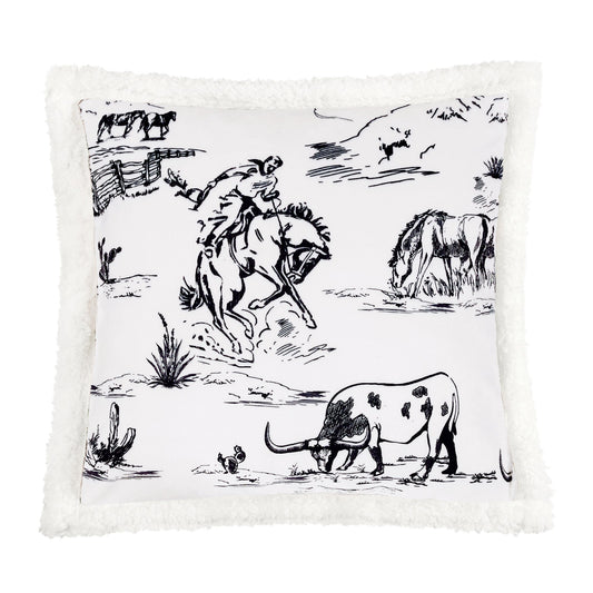 Ranch Life Western Toile Campfire Sherpa Pillow, 6 MOQ