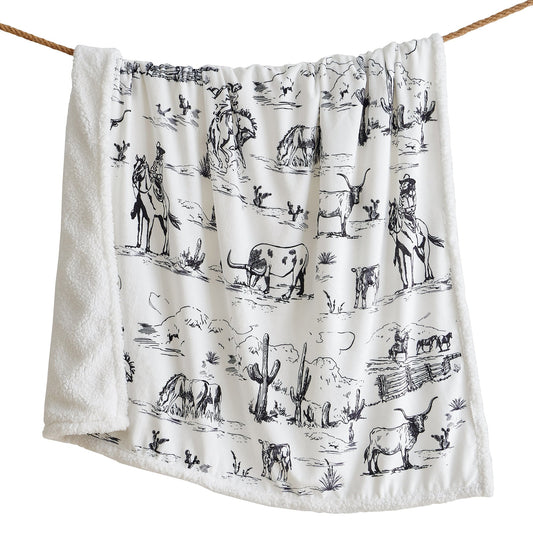 Ranch Life Western Toile Campfire Sherpa Throw, 6 MOQ
