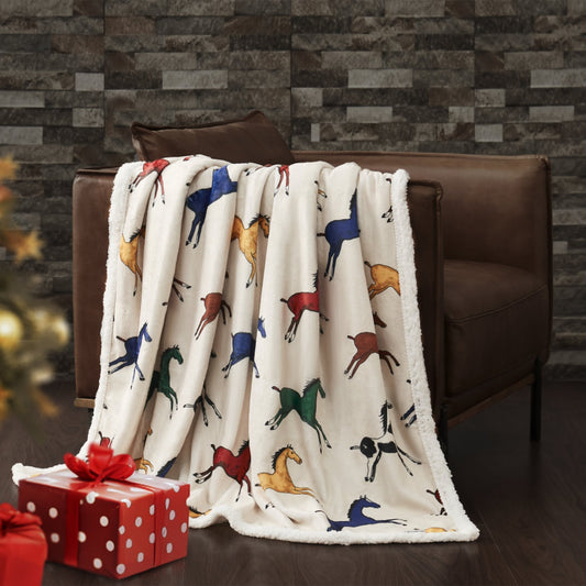 Wild Horses Campfire Sherpa Throw, 6 MOQ