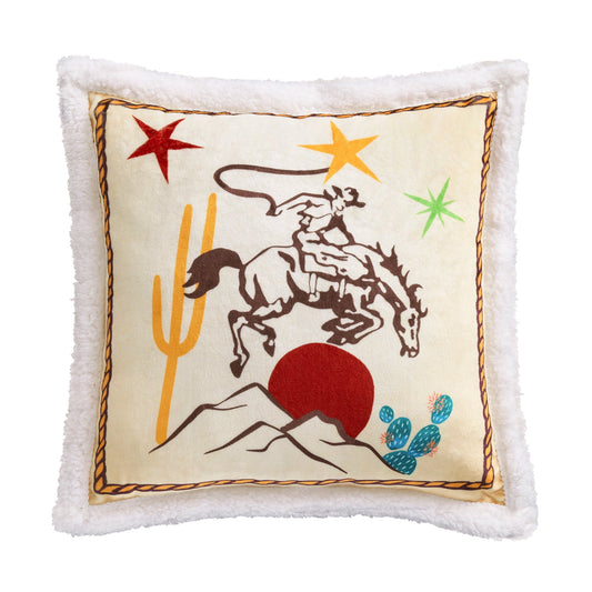 Western Adventure Campfire Sherpa Pillow, 6 MOQ