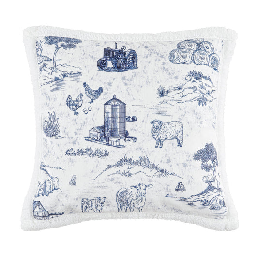 Farm Life Campfire Sherpa Pillow
