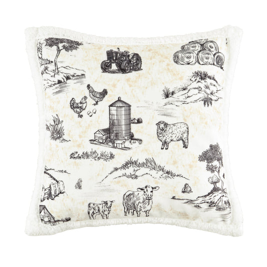 Farm Life Campfire Sherpa Pillow, 6 MOQ