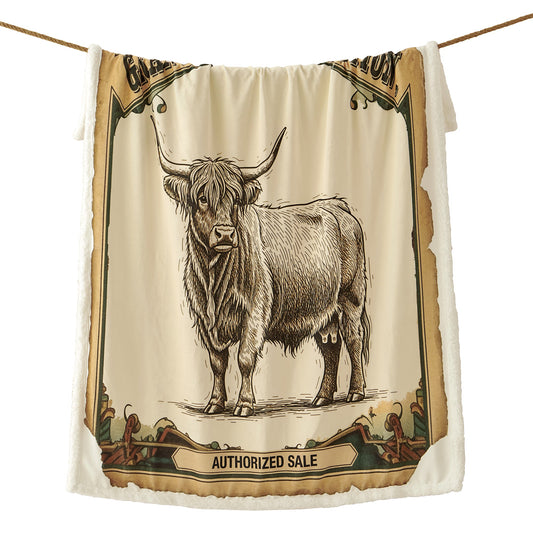 Highland Cow Campfire Sherpa Throw