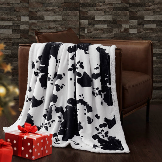 Elsa Cowhide Campfire Sherpa Throw, 6 MOQ