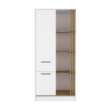 Vance Modern Freestanding Armoire Wardrobe Console Double Door Design Offering Sleek and Functional Storage Solution Featuring Interior Hanging Rod and Multiple Shelves for Wardrobe Organization