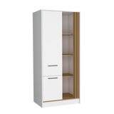 Vance Modern Freestanding Armoire Wardrobe Console Double Door Design Offering Sleek and Functional Storage Solution Featuring Interior Hanging Rod and Multiple Shelves for Wardrobe Organization