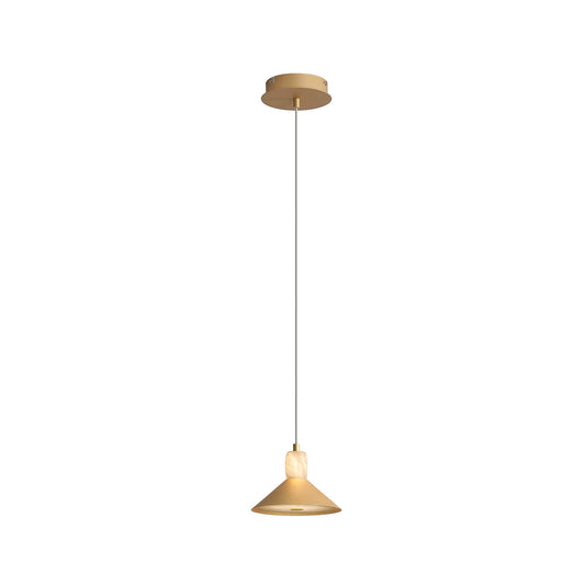 Spanish Alabaster & Aluminum One-Light Chandelier