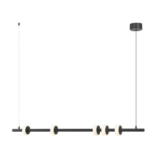 Aluminum and Spanish Alabaster Chandelier // Black
