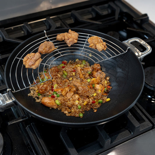 CHD Dual Ceramic Layer, Diamond Reinforced Nonstick 12.5" Wok with Glass Lid | Made in Switzerland