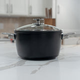 CHD Dual Ceramic Layer, Diamond Reinforced Nonstick Stock Pot with Glass Lid | Made in Switzerland