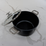 CHD Dual Ceramic Layer, Diamond Reinforced Nonstick Stock Pot with Glass Lid | Made in Switzerland
