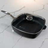 CHD Dual Ceramic Layer, Diamond Reinforced Nonstick 11" x 11" Square Saute Pan with Glass Lid | Made in Switzerland