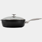 CHD Dual Ceramic Layer, Diamond Reinforced Nonstick 11" x 11" Square Saute Pan with Glass Lid | Made in Switzerland