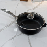 CHD Dual Ceramic Layer, Diamond Reinforced Nonstick Saute Pan with Glass Lid | Made in Switzerland