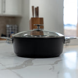 CHD Dual Ceramic Layer, Diamond Reinforced Nonstick Braiser with Glass Lid | Made in Switzerland