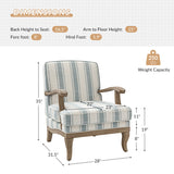 Randolph Romantic Upholstered Stripes Armchair with Solid Wood Armrests