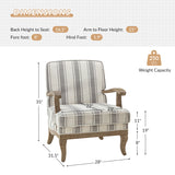 Randolph Romantic Upholstered Stripes Armchair with Solid Wood Armrests
