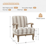 Randolph Romantic Upholstered Stripes Armchair with Solid Wood Armrests