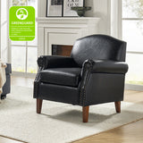 Gianfranco Vegan Leather Armchair with Sturdy Wooden Legs