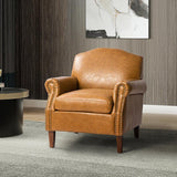 Gianfranco Vegan Leather Armchair with Sturdy Wooden Legs